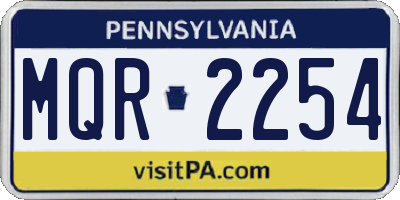 PA license plate MQR2254