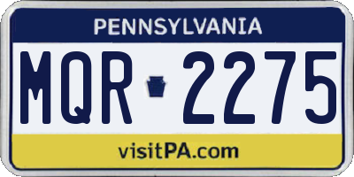 PA license plate MQR2275