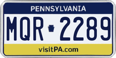 PA license plate MQR2289