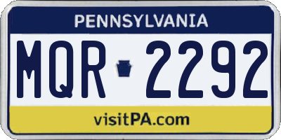 PA license plate MQR2292