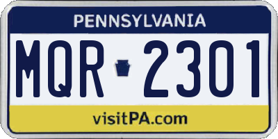 PA license plate MQR2301