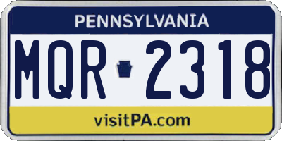 PA license plate MQR2318