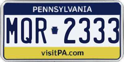 PA license plate MQR2333
