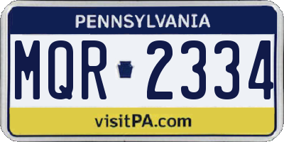 PA license plate MQR2334