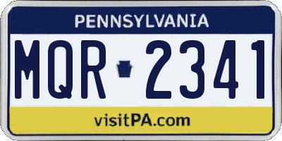 PA license plate MQR2341