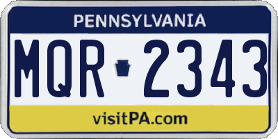 PA license plate MQR2343