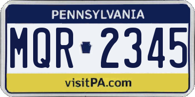 PA license plate MQR2345