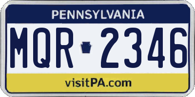 PA license plate MQR2346