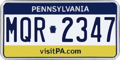 PA license plate MQR2347