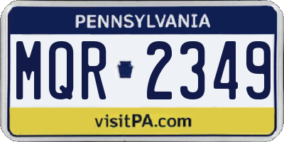 PA license plate MQR2349