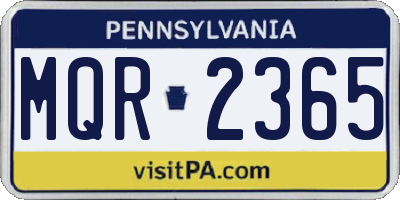 PA license plate MQR2365