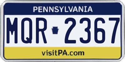 PA license plate MQR2367