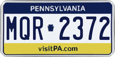PA license plate MQR2372