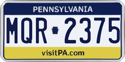 PA license plate MQR2375