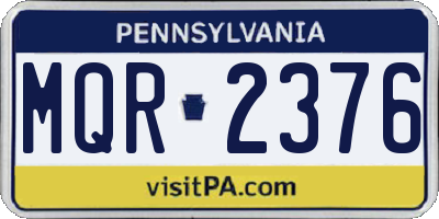 PA license plate MQR2376