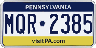 PA license plate MQR2385