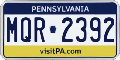 PA license plate MQR2392