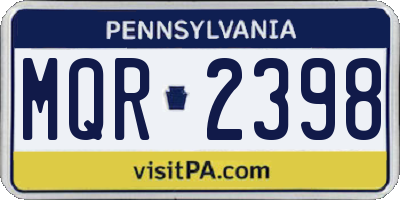PA license plate MQR2398