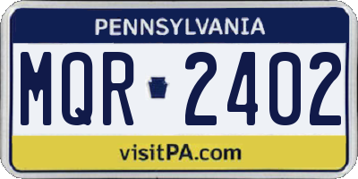 PA license plate MQR2402