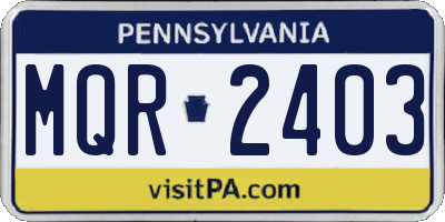 PA license plate MQR2403