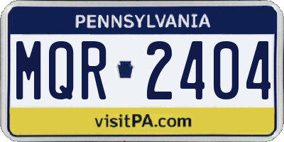 PA license plate MQR2404