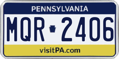 PA license plate MQR2406