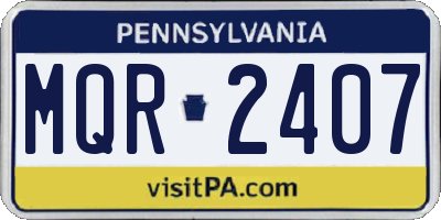 PA license plate MQR2407