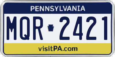 PA license plate MQR2421