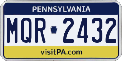 PA license plate MQR2432