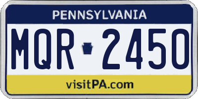 PA license plate MQR2450