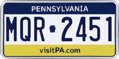 PA license plate MQR2451