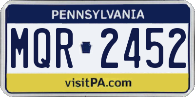 PA license plate MQR2452