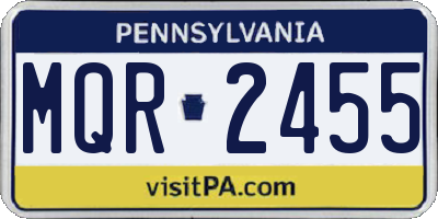 PA license plate MQR2455