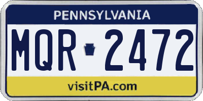 PA license plate MQR2472
