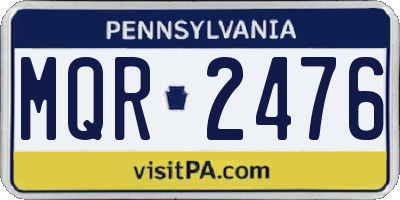 PA license plate MQR2476