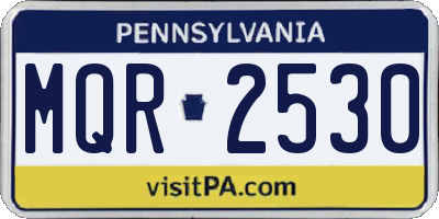 PA license plate MQR2530