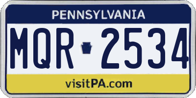PA license plate MQR2534