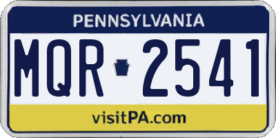 PA license plate MQR2541