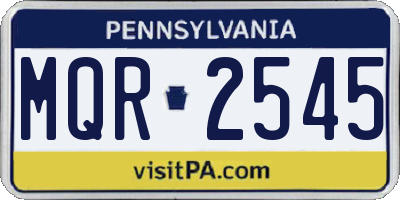 PA license plate MQR2545