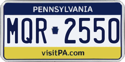PA license plate MQR2550