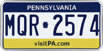 PA license plate MQR2574