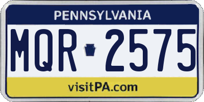 PA license plate MQR2575