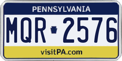 PA license plate MQR2576