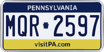 PA license plate MQR2597