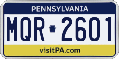 PA license plate MQR2601