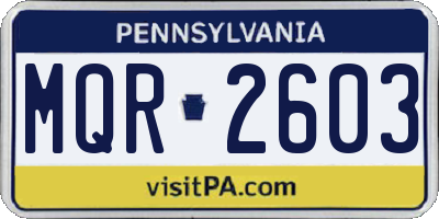 PA license plate MQR2603