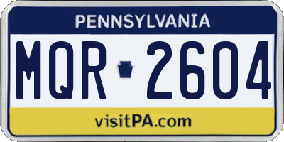 PA license plate MQR2604