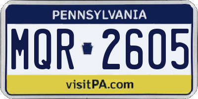 PA license plate MQR2605