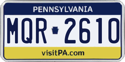 PA license plate MQR2610