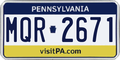 PA license plate MQR2671